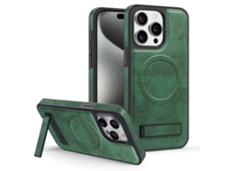 Suporte Casa Para Iphone 15 Pro Max Pele Sintética Magnética Bege