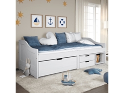 Vidaxl Sofá-cama Com 3 Gavetas 90x200 Cm Madeira De Pinho Maciça Irun