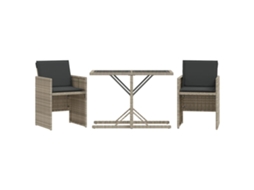 Conjunto Bistrô 3 Pcs com Almofadões Vime Pe Cinzento Claro MAISON EXCLUSIVE (3 pcs)