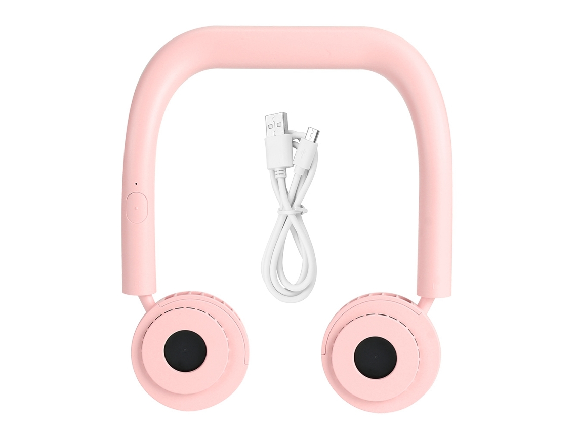 Ventilador Portátil de Pescoço Usb Recarregável Rosa