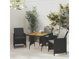 Vidaxl Mesa De Jardim 70x70x72 Cm Vime Pe E Acácia Maciça Preto