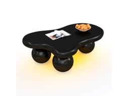 Mesa Centro Black Cloud Led, 16cores, Design Nuvem, Pernas Arredondadas, Sala/quarto-hw