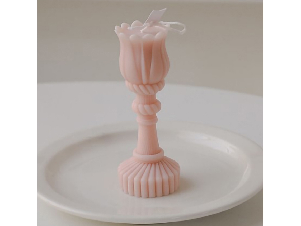 Vela Aromática Forma Tulipa Rosa Decoração Casa Presente