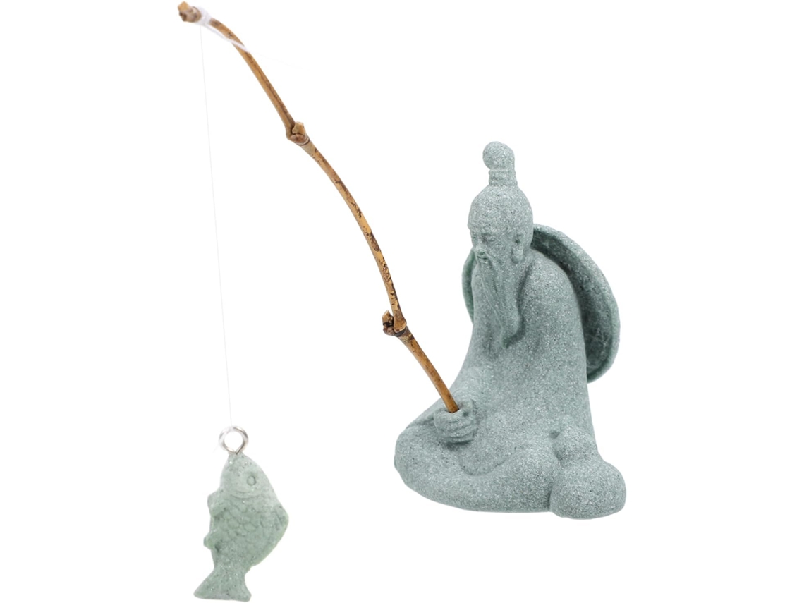 Estátua Delicada de Pescador, Pescador Chinês, Ornamento Bonsai em Miniatura, Decoração de Aquário, Figura em CHABERLU