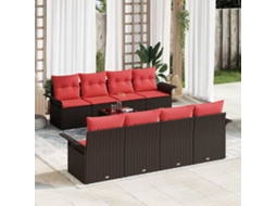 Vidaxl Conjunto De Sofá De Jardim 9 Unid. Castanho Vime Pe