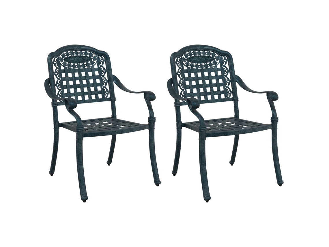 Conjunto 2 Cadeira De Jardim Vidaxl Verde Alumínio (55 X 56,5 X 91cm)