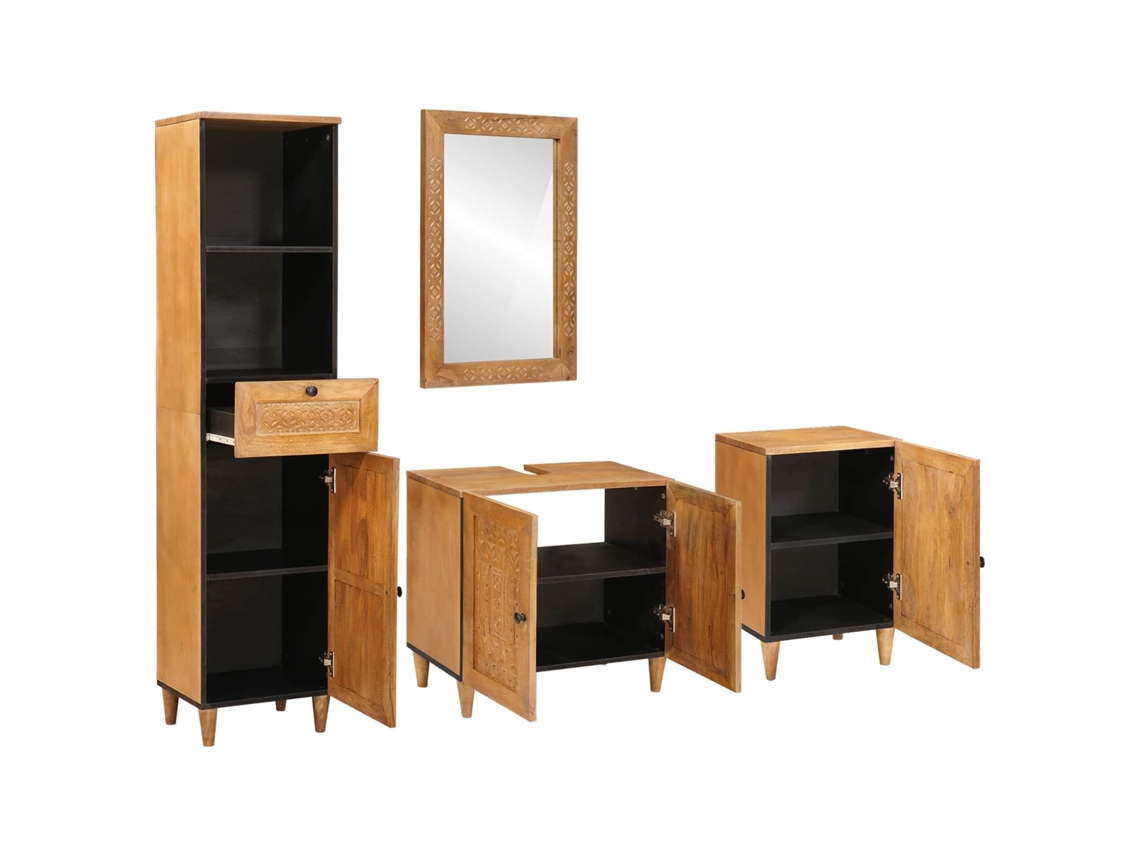 Conjunto de Móveis para Banheiro com Gaveta 4 Pcs Castanho MAISON EXCLUSIVE
