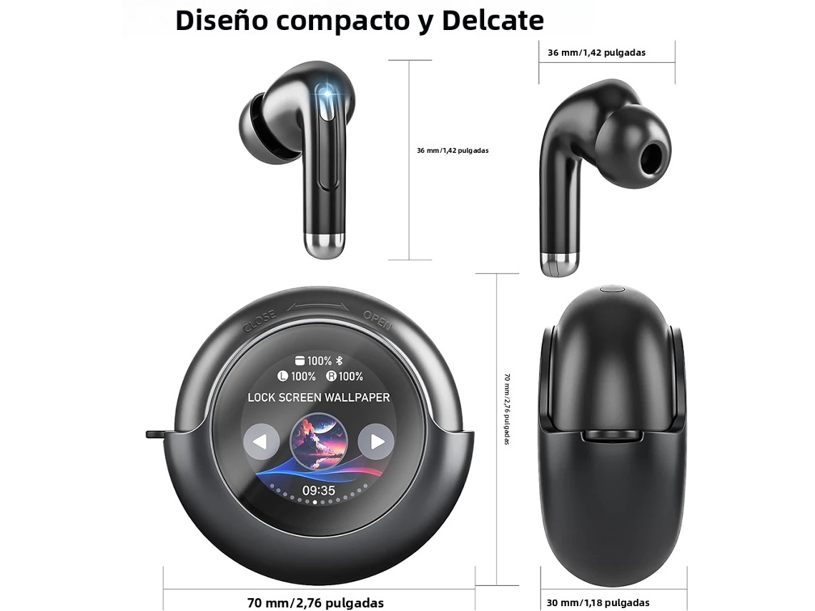 Fones de Ouvido Sem Fio Bluetooth 5.4 com Tela Sensível ao Toque, 40h de Duração, Microfone e à Prova D'água MDUG