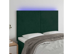 Vidaxl Cabeceira De Cama C/ Led Veludo 144x5x118/128 Cm Verde-escuro