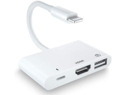 Unitrox 3 Em 1 Adaptador Hdmi Otg Digital Av 1080p, Usb Otg Fêmea, Carregamento, Suporte Usb/stick Etc, Para Phone11 Etc Branco Bestvite