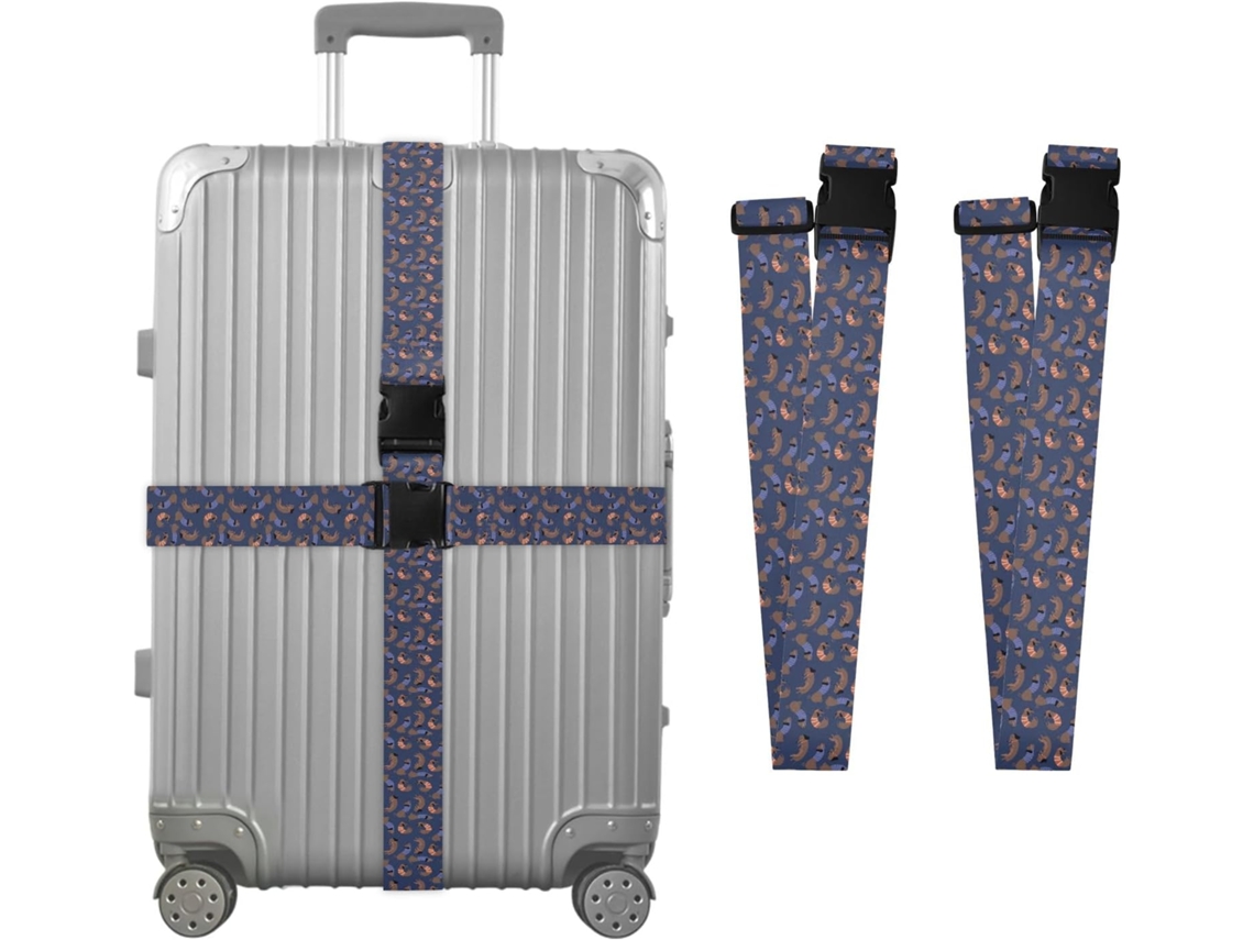 Conjunto De 2-cintas Bagagem Play Sleep Com Estampa Dachshund Para Malas, Acessórios De Viagem, Conector De Bagagem