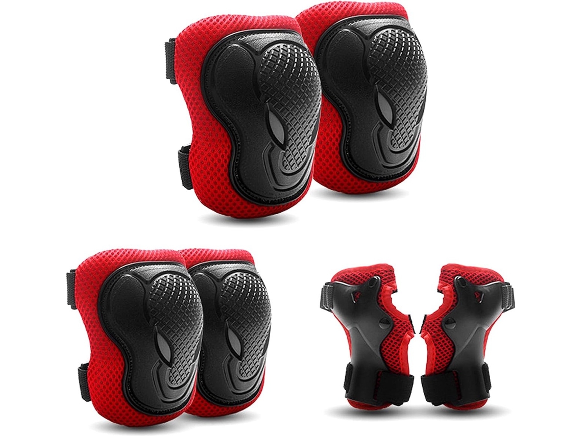Conjunto de Joelheiras e cotoveleiras, proteção para ciclismo, vermelho, protetores de pulso AQUAFORGE