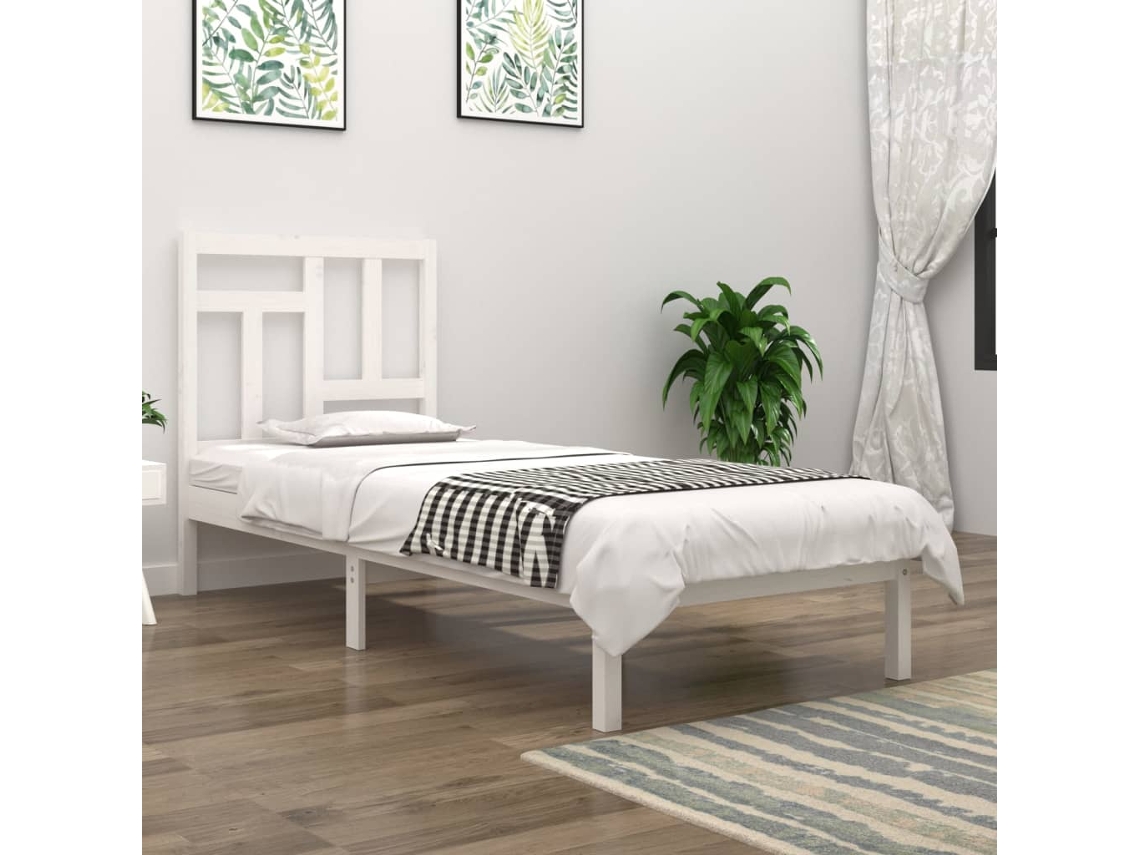 Cama Sem Colchão 90x200 Cm Madeira De Pinho Maciça Branco
