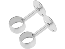 Suporte Para Varão De Armário, 2 Peças, Aço Inoxidável, Com Flange Prateada