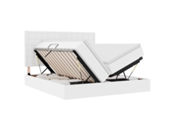 SYFAX™ Cama com Arrumação e Colchão Branco Puro 200 X 200 Cm