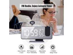 Reloj Alarma Proyección Digital Con Temperatura Humedad Radio Carga Usb Led Espejo Para Dormitorio Oficina Niños