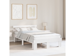 Estrado De Cama Com Cabeceira Branca 120x200 Cm Madeira Maciça De Pinho