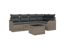 Conjunto 6 Conjunto De Sofá Modular Vidaxl Cinzento Vime Pe (232,5 X 122,5 X 69 Cm)
