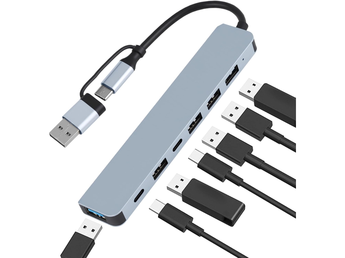 Adaptador Hub USB 7 em 1 com Conector USB-A