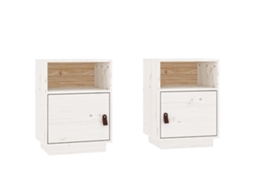 Bedside Cabinet, Bedside Cabinets Vidaxl Branco Madeira De Pinho (n/a)