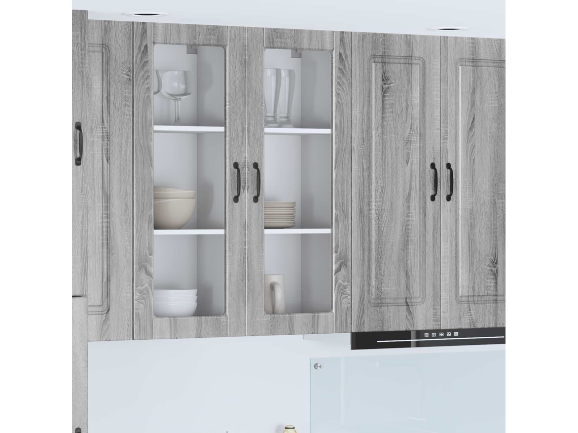 Vidaxl Armário De Vidro De Parede Porto Cinza Sonoma 40 X 31 X 100 Cm