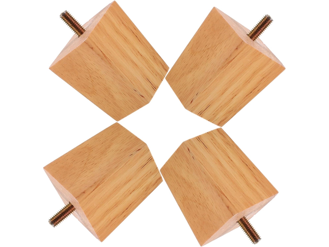 Conjunto De 4 Pés Madeira Maciça Para Móveis, Estilo Cubo, Para Substituição Em Sofás, Mesas De Centro E Cômodas