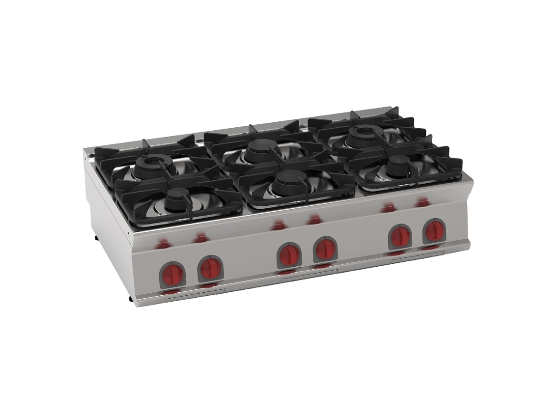Fogão A Gás 6 Fogos De Bancada 1200x700x280 Mm 30 Kw 35500317 Eurast