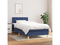 Cama Com Molas/colchão 100x200 Cm Tecido Azul