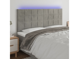 Vidaxl Cabeceira De Cama C/ Led Veludo 160x5x118/128 Cm Cinza-claro