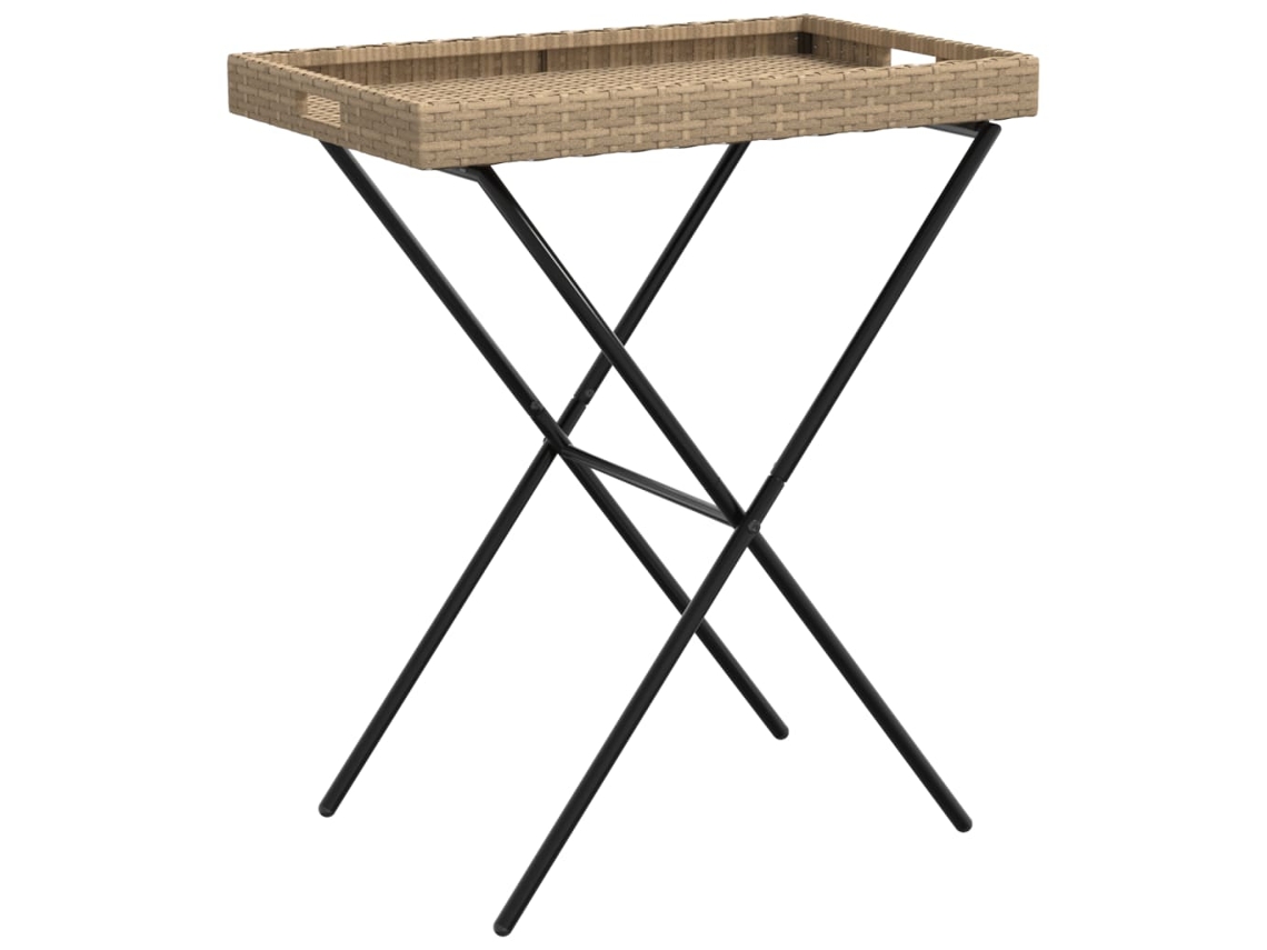 Folding Tray Table, Folding Tray Tables Vidaxl Bege Rattan / Vime (n/a)