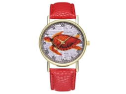 Relógio de pulso para estudantes com pulseira de PU, numerais romanos, caixa redonda e movimento de quartzo (vermelho)