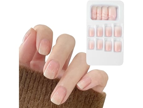 24 Unhas Postiças Curtas Rosa E Brancas Com Autocolantes Para Unhas Cobertura Total E Acessórios Elisefashion