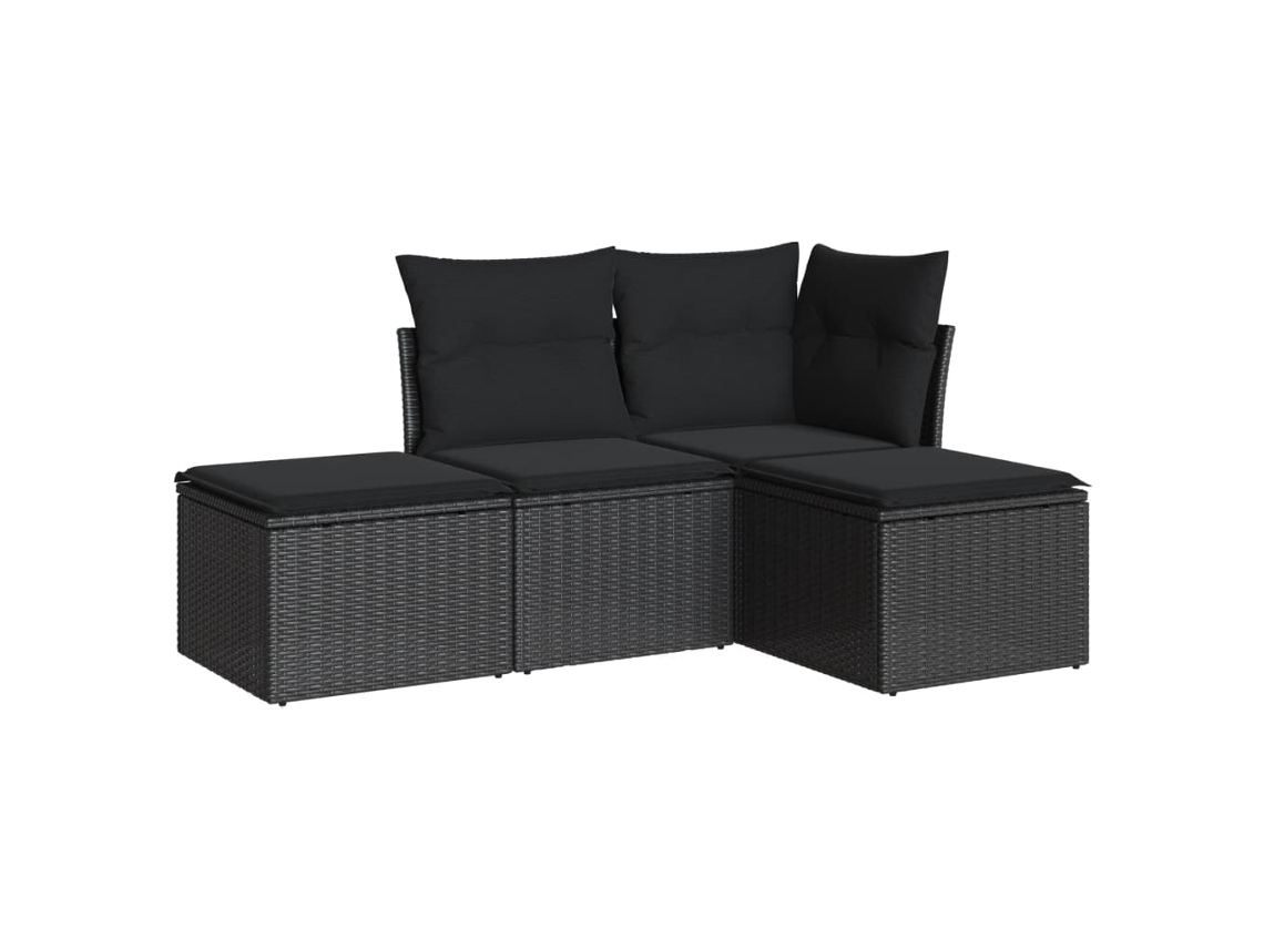 Garden Sofa Set, Garden Sofa Sets Vidaxl Preto Rattan / Vime (n/a)