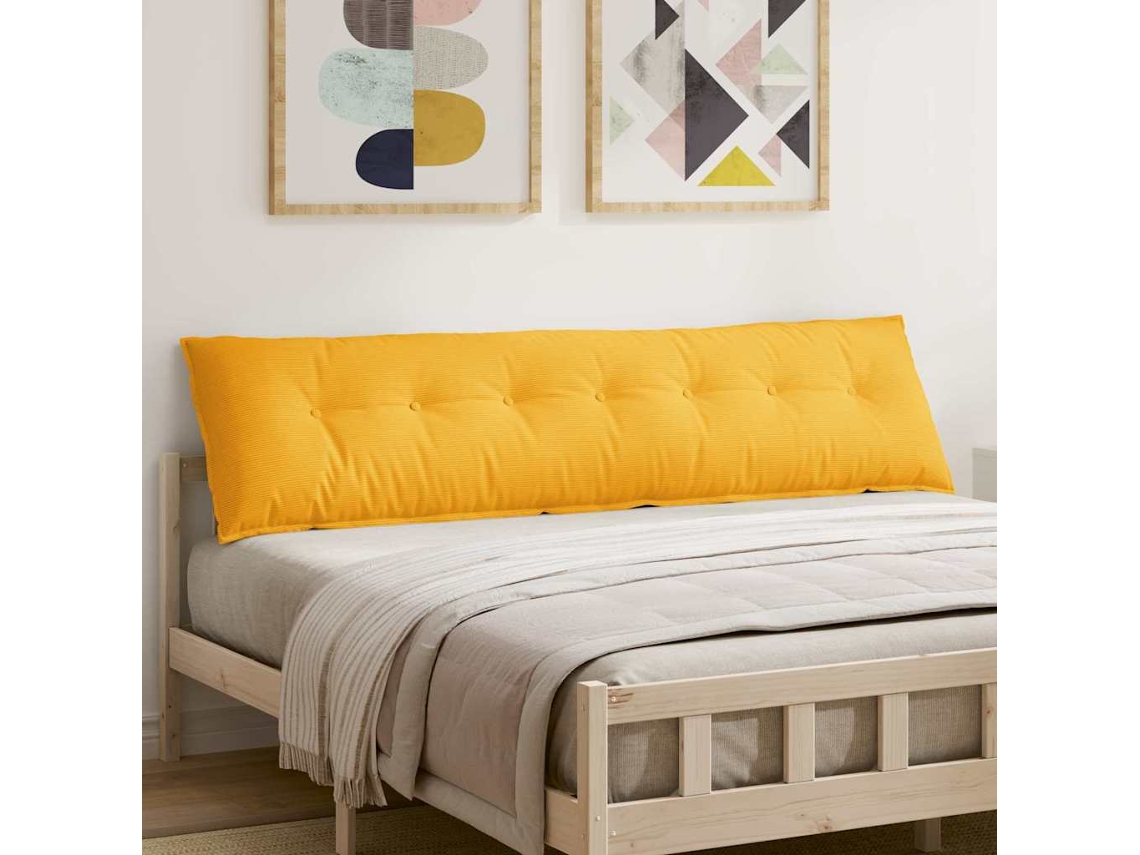 Vidaxl Travesseiro Para Costas Amarelo Claro 200 X 50 Cm