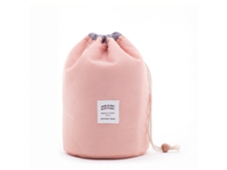 KOFIHETY Bolsa Cosmética Feminina Em Formato De Balde Com Cordão, Estilo Barril, Para Viagem, Rosa