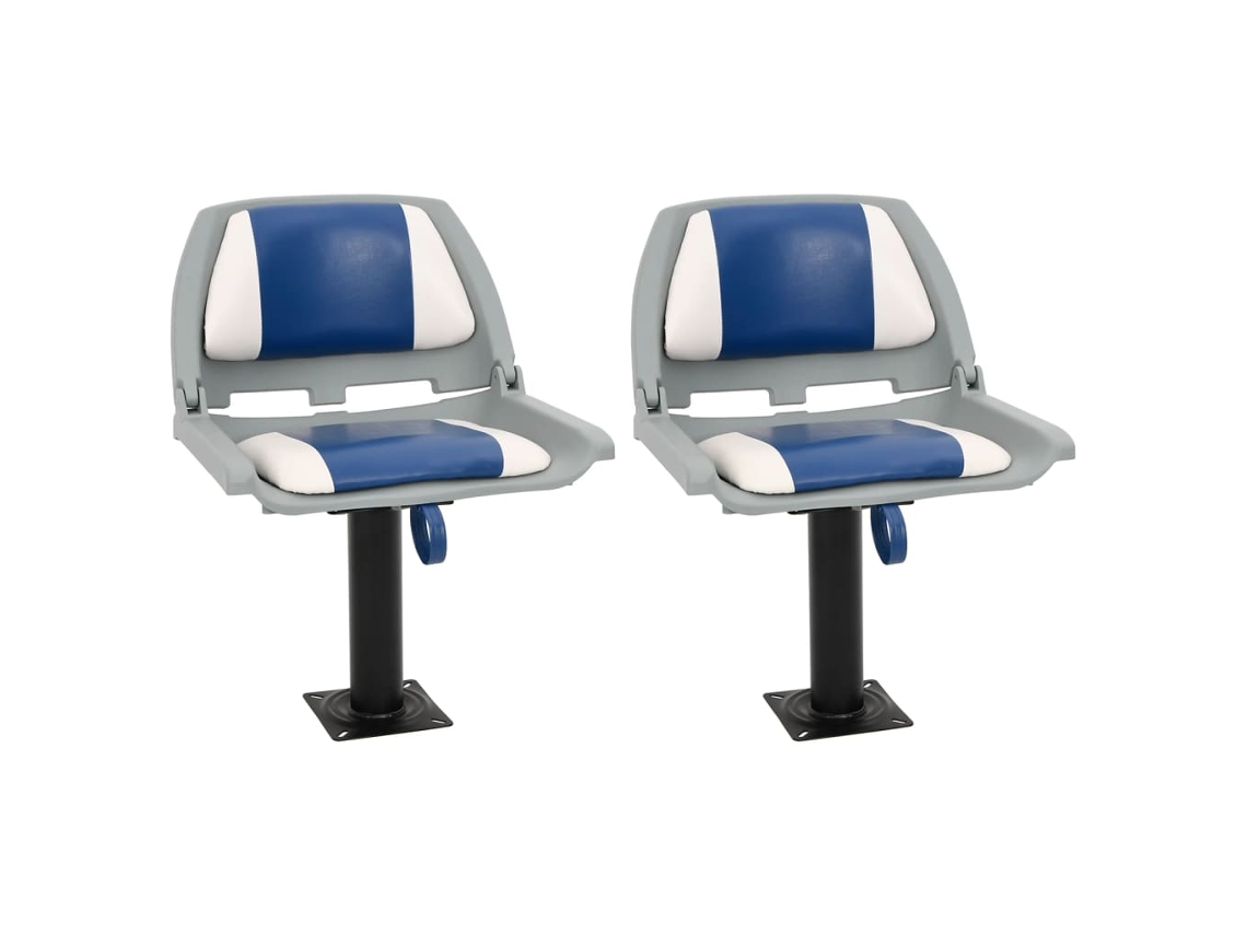 Vidaxl 4 Pcs Conjunto Assento Barco Dobrável 48x51x41 Cm Azul E Branco