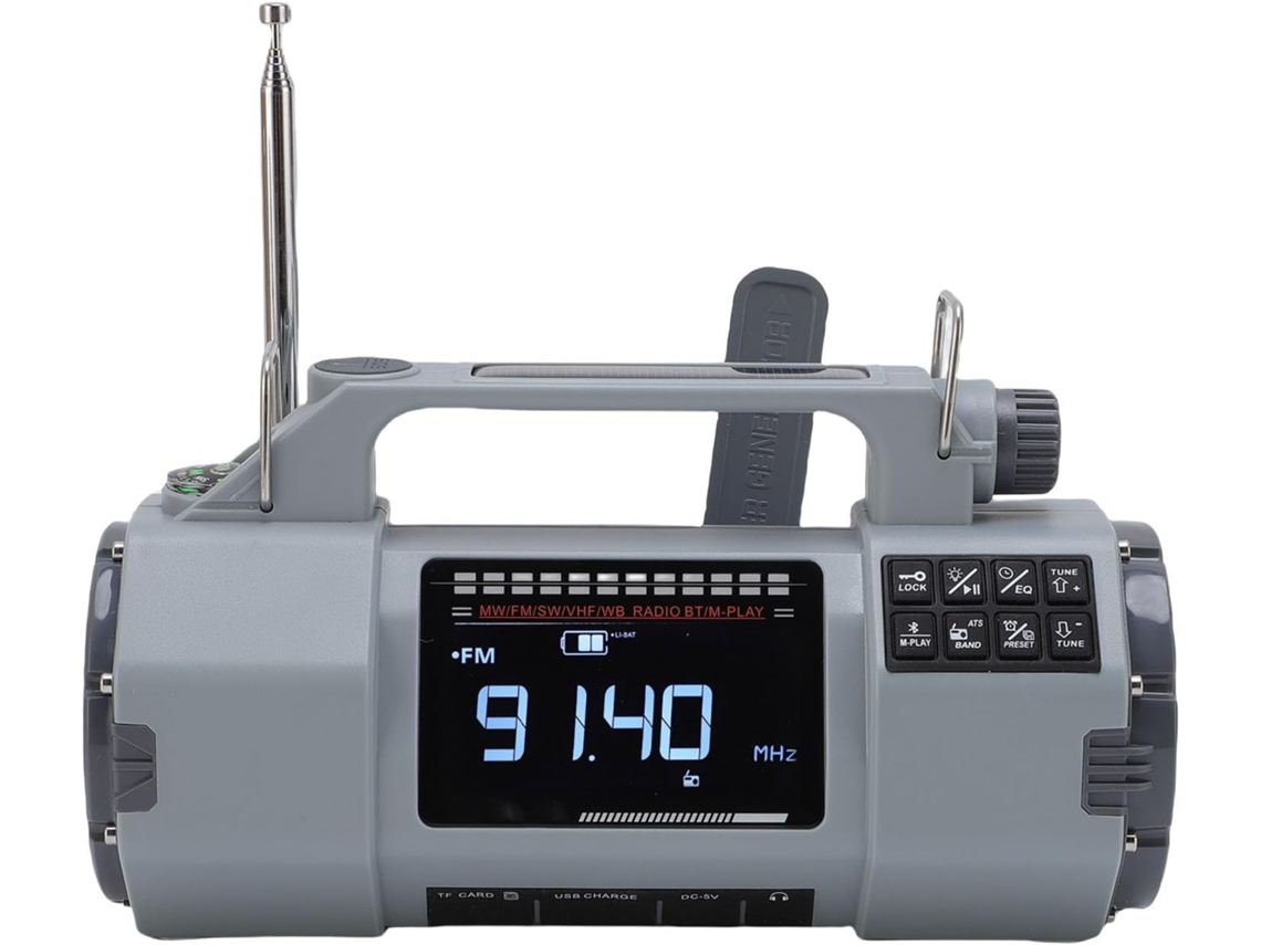 Rádio De Emergência Com Manivela E Energia Solar, Com Bateria Usb Tipo C