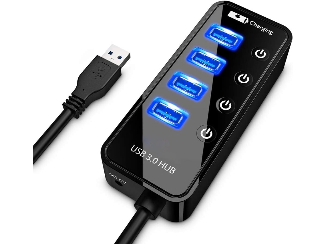 Hub Usb De 4 Portas Para Dados Com Interruptor E Porta De Carregamento