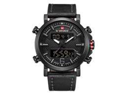 Relógio Eletrônico Masculino Impermeável de Cinto Pu com Calendário Naviforce