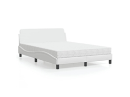 Vidaxl Cama Com Colchão Dover 140x200 Cm Couro Artificial Branco