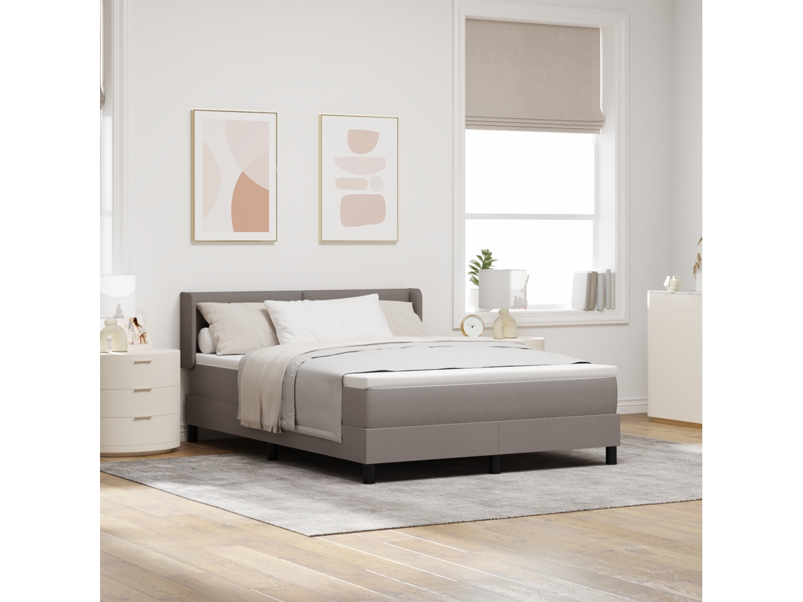 Conjunto 1 Cama Box Vidaxl Castanho-acinzentado Tecido (200 X 140 Cm)
