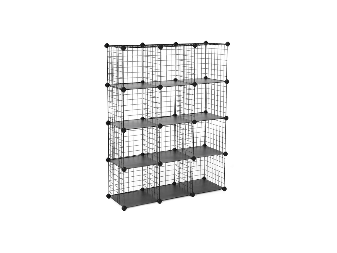Estantería Modular 12 Cubos 96x31x126 Cm Calidad Hogar Diseño Top Premium - Negro