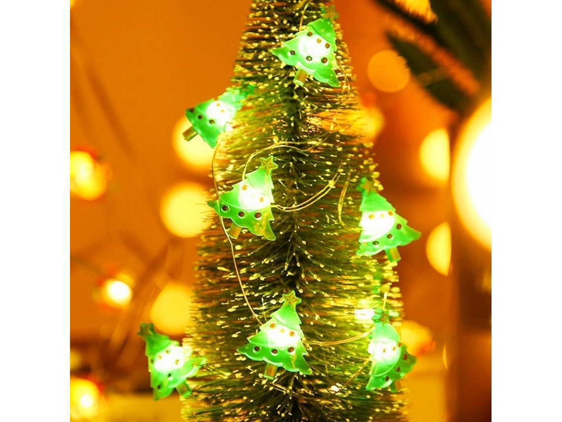 Cordão De Luzes Natal Com 30 Leds Brancos Quentes, Alimentado Por