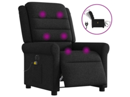 Vidaxl Poltrona Reclinável De Massagens Elétrica Tecido Preto