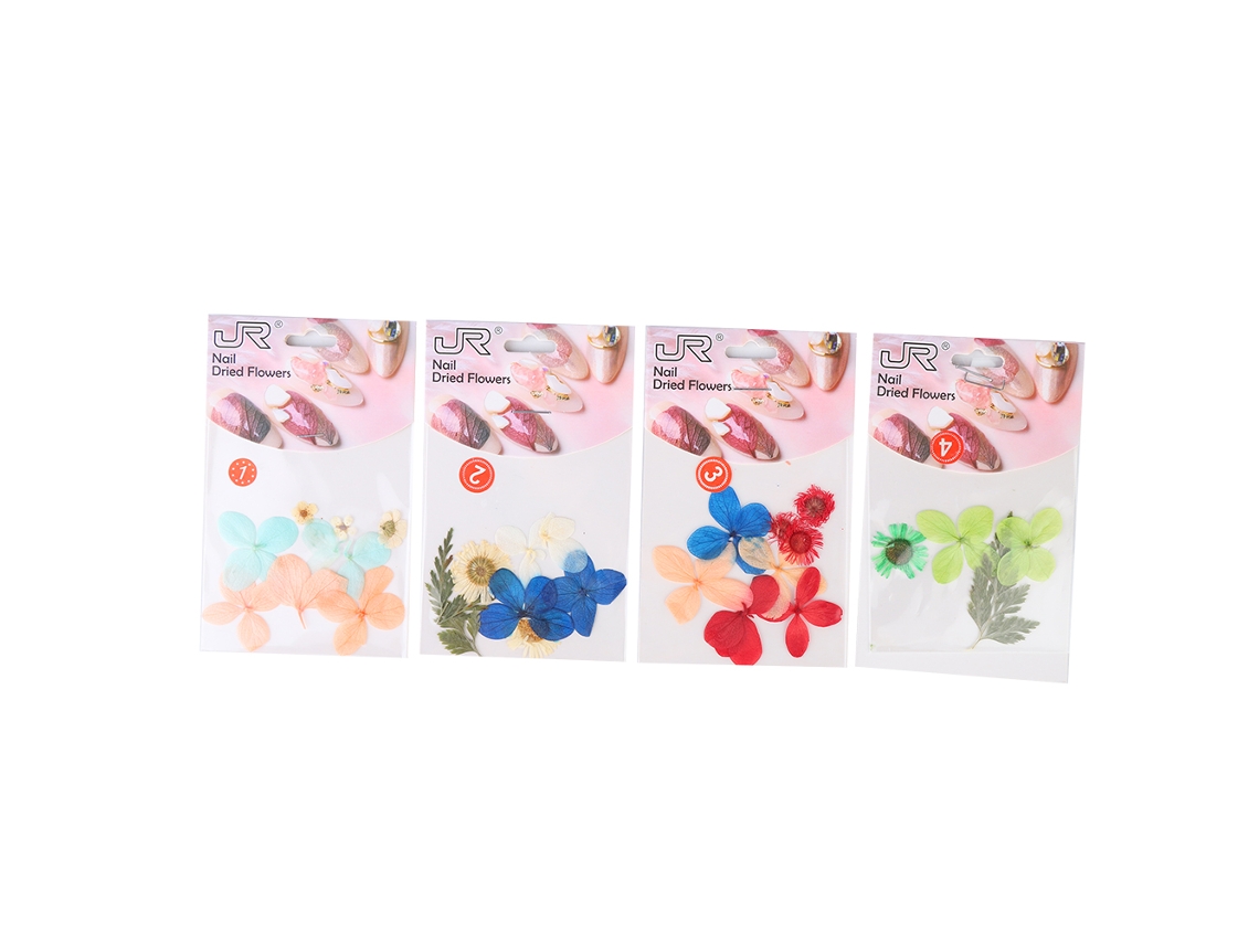 4pcs Flores Secas Para Uñas Arte Decoración Diy Pegatinas Set Natural Card01