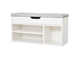 Banco de Sapateiro Mdf Cor Branco 80cm×30cm×43cm Homcom