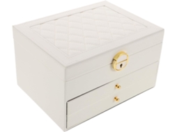 Elegante Caixa Organizadora De Joias Branca De 3 Camadas Com Compartimentos Espaçosos E Fecho.