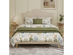 Cama Minimalista 160x200 Bege Design Moderno