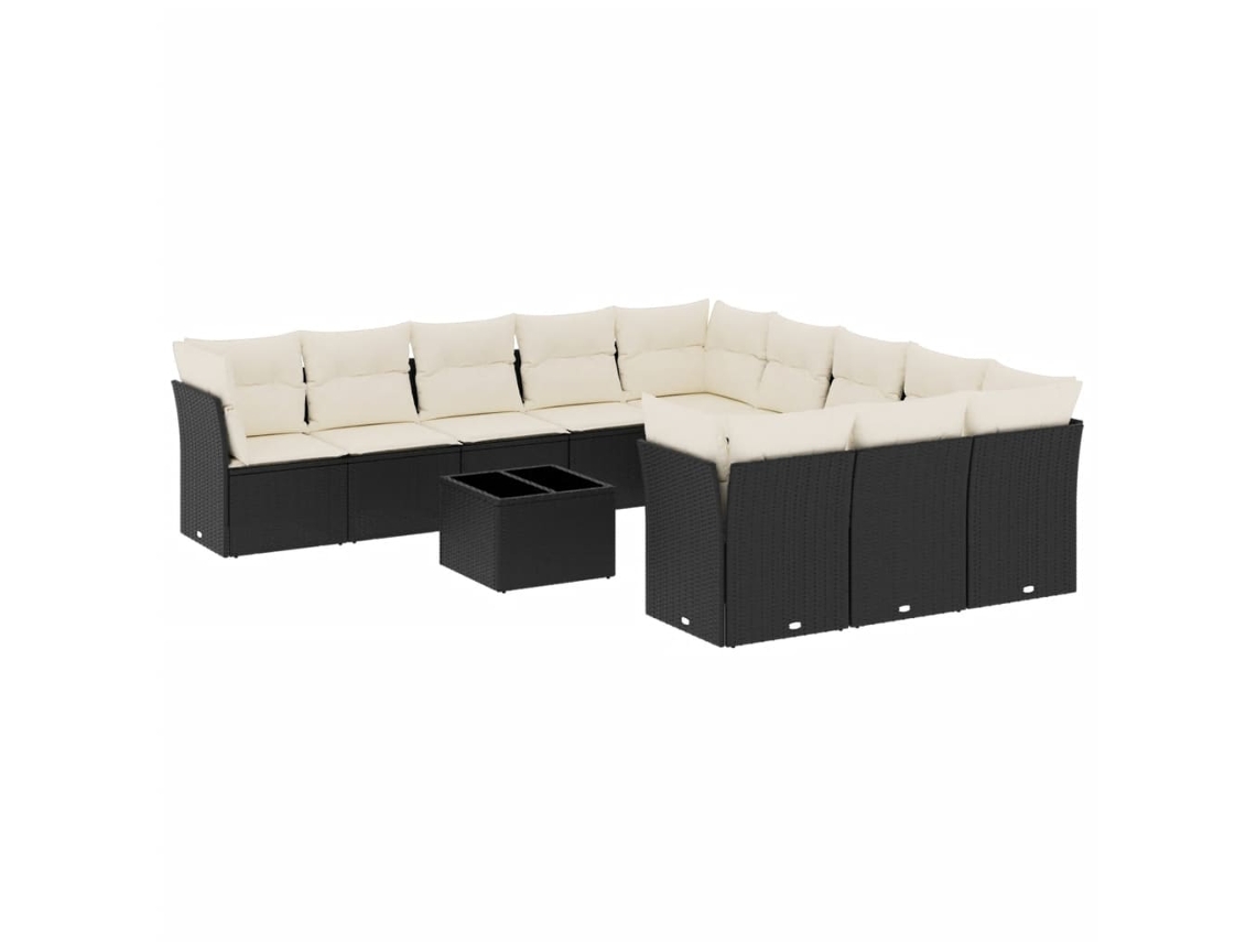 Maison Exclusive - 12 Pcs Conjunto De Sofás De Jardim C/ Almofadões Vime Pe Preto