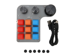 Teclado Mecânico Programável de Uma Mão com Macros, 9 Teclas e 3 Botões, USB, Bluetooth, RGB para Jogos e Escritório S/MARCA